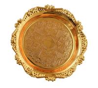 Plateau à Bougie Vintage Européen en Métal Doré, Style Décoratif | Finition Sculptée, Léger et Pratique, Usage Polyvalent pour Dessert ou Collation, Pièce Chic