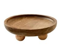 Plateau à Bougies, Plateau en Bois, Assiette à Bougies Rustique avec Pieds pour Savon, Parfum, clés, vanité pour Cuisine, Salle de Bain, entrée, Rond