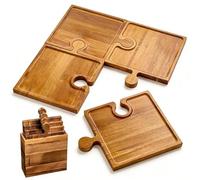 Plateau à charcuterie en bois - Planche de service pour apéritif, ensemble de support alimentaire, construction en bambou, design élégant de la vaisselle | Fromage charcuterie steak fruits noix pour