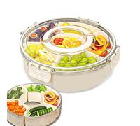 Plateau à compartiments amovibles - Ronds - Boîte alimentaire rotative - Accessoire domestique compact - Taille 22 x 10 cm - Pour la maison, le garde-manger, le réfrigérateur, les fruits, les biscuits
