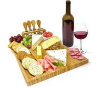 Plateau à fromage en bambou avec couteaux - Lot de 5 - Plateau de service en bois