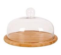 Plateau bambou + Cloche verre D30 Fromage Gâteau Point Virgule