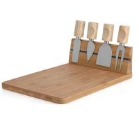 Plateau à fromage, ensemble de 5 pièces, en bois, 30x20 cm, avec couteaux et fourchettes