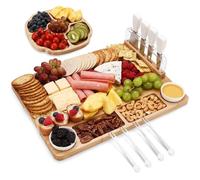 Plateau à Fromage - Hecef - 13 Pièces - Bambou - Céramique - Compatible Lave-Vaisselle