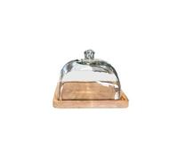 Plateau à Fromage ou Gâteau en Bois et Cloche en Verre Carré