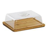 Plateau à fromage rectangulaire avec cloche, cloche à fromage en bambou coloris naturel - Longueur 24 x Profondeur 18.5 x Hauteur 6.6 cm -JUANIO- Naturel G