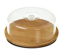 Plateau à fromage rond avec cloche, cloche à fromage en bambou coloris naturel - Ø 28 x Hauteur 10 cm -JUANIO- Naturel G