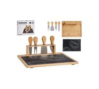 Plateau à fromages - Ensemble de Dégustation - Bambou - Ardoise - 5 pièces - Noir
