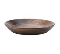 Plateau à fruits rond en bois massif de couleur foncée, plateau de service pour aliments, assiette à dessert, gâteau (12,5 cm)