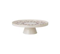 Plateau à gâteaux en grès rouge, rond, motif coeurs et tourterelles - Bloomingville, Jolly - Ø26x7 cm