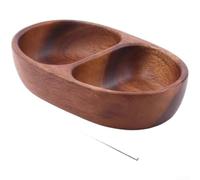 Plateau à goûter en bois de noyer en forme de bateau à double compartiment pour fruits et noix 21 cm