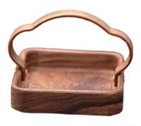 Plateau à goûter en bois massif de noyer pour petit déjeuner au lit l'heure du thé - Plateau alimentaire de style chinois 15 x 15 x 4 cm (A)