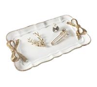 Plateau à nœuds Plateau à bibelots esthétique Vintage 7, 7 x 4, 5 Pouces Dessert en résine Fond antidérapant Bijoux Polyvalents décoratifs pour la Maison, Le Restaurant de Mariage, la décoration