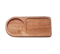Plateau à petit déjeuner rond minimaliste en bois massif pour thé, pain, collations, design semi-elliptique unique, utilisation à la maison (rouge)