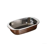 Plateau à poisson grillé en acier inoxydable - 39 x 23 cm - Plaque carrée pour cuisinière à induction à gaz - Poêle de cuisson profonde - Couleur argentée