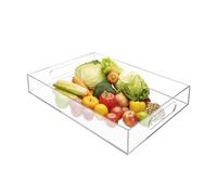 Plateau À Service en Acrylique | Rangement De Cuisine Transparent | De Service en Acrylique,pour Dessert, Toiletterie, Snack, Apéritif, Fruits, Petit-Déjeuner, Fête De Maison, Mariage,
