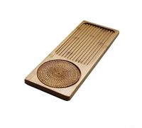 Plateau à thé en bois avec système de drainage pour cérémonie du thé Gongfu - Plateau de service amovible avec poignées 40 x 15 cm (taille S)