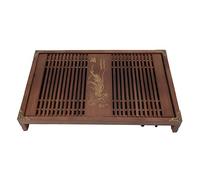 Plateau à thé Kungfu, Plateau de Service à thé Gongfu de Stockage d'eau de Drainage Chinois avec Tuyau de Vidange, Grand 28x43cm / 11.0x16.9in Décoration de la Maison Ensemble (Orchidée Noire Claire)