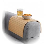 Plateau Accoudoir Canapé - Plateau Repas Canapé - Tablette Bras Sofa | BAM BOO BOX Tablette Canapé Bambou Flexible - Protège Accoudoir Canapé 42x34x0,7cm - Support Verre (Naturel)