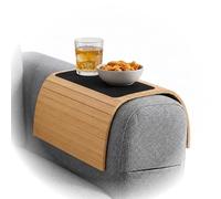 Plateau Accoudoir Canapé - Plateau Repas Canapé - Tablette Bras Sofa | BAM BOO BOX Tablette Canapé Bambou Flexible - Protège Accoudoir Canapé 42x34x0,7cm (Naturel avec coussinet)