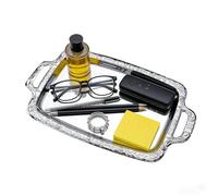 Plateau alimentaire en métal, grand présentoir de 39 x 23 x 2 cm, décoration de table, gadget de service décoratif avec poignée, accessoire de cuisine élégant avec finition de style, accessoires de