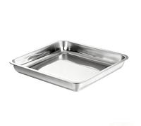 Plateau alimentaire rectangulaire en acier inoxydable très résistant réutilisable multi-usages idéal pour la cuisine et la maison (20 x 20 x 5 cm)