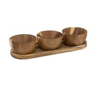 JJA – Plateau apéritif 4 pièces en bois d'acacia 30 × 6,1 × 10 cm
