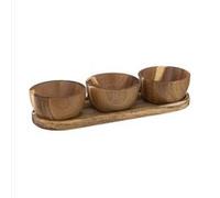 JJA Plateau APÉRITIF 4 PIÈCES Bois Acacia 30X6.1X10CM