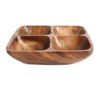 Plateau Apéritif Carré Multi-compartiments en Acacia Multi G