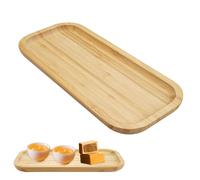 Plateau Bambou Bois Rectangulaire, Plateau Decoratif Ovale en Bois | Plateaux pour Articles de Toilette, pour Nourriture Café Tasses Pots de Fleurs (30 x 13 x 2 cm)