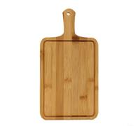 Plateau carré en bois avec poignée ergonomique pour pizza, planche à découper, service du pain et présentation d'ingrédients (grande taille)