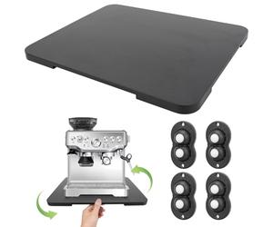 Plateau coulissant à 360° pour machine à café, plateau coulissant en bambou pour plan de travail, tapis coulissant pour appareils de cuisine pour machines à expresso noir, 33 x 40 cm