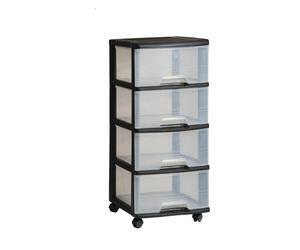 Plateau CURVER - VB 771319 - 4 x 20 L - Plastique - Noir - Avec roulettes