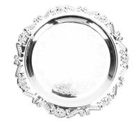 Plateau d’argent Kuuleyn, plateau de service gravé floral vintage (20 cm) | Plateau argenté multifonctionnel avec miroir gravé floral, plateau décoratif