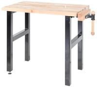Plateau d’établi - HOBBY - hêtre massif 1150 x 600 x 40 mm – 1 presse – perçage 19 mm