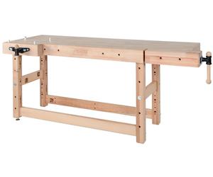 Plateau d’établi PLUS I - hêtre massif 2150 x 790 x 120 mm – 1 presse + 1 presse frontale – perçage 19 mm