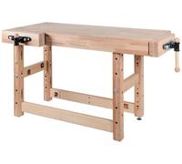 Plateau d’établi PROFI I I - hêtre massif 1650 x 790 x 120 mm – 2 presses fonte acier – perçage 19 mm