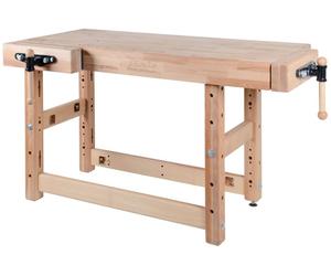 Plateau d’établi PROFI I I - hêtre massif 1650 x 790 x 120 mm – 2 presses fonte acier – perçage 19 mm