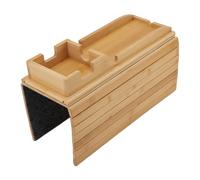 Plateau d'accoudoir de canapé en bois à double usage, amovible et pliable, table pour boissons, collations, salon, matériau en bois de qualité supérieure, noir 34 x 41 cm