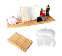 Plateau de Baignoire et Coussin de Bain, Extensible et Pliable pour Baignoire, Accessoires de Baignoire de Luxe