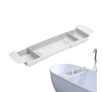 Plateau De Baignoire - Support De Baignoire Extensible - Plateau De Relaxation pour Bain avec Rangement Et Égouttoir Rapide pour Gel Douche, Savon, Éponges, Verres, Shampooing, Collations