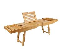 Plateau de Bain en Bambou, Pont de Baignoire Extensible, Etagère à Baignoire de Salle de Bain avec Plateau de Rangement et Porte-Savon, Baignoire et Plateau de Lit, 75-109cm*23*4.5cm