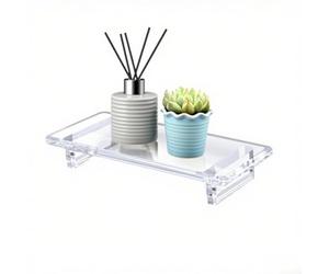 Plateau de comptoir de salle de bain en acrylique transparent de 21,8 x 9,1 cm - Porte-savon et organisateur de vanité à séchage rapide pour évier de cuisine - Porte-parfum robuste avec bords lisses