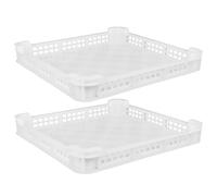 Plateau de Congélation en Plastique Blanc, Lot de 2, Empilable | Panier Grillagé pour Aliments, Entretien Facile, pour Fruits et Poissons, Restaurants et Ateliers