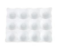 Plateau de Conservation des Œufs en Céramique Blanche 12 Compartiments | Rangement Frigo Plus Net, Chaque Œuf Séparé, Surface Polie, pour Œufs de Poule Standard et Camping