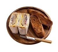 Plateau de cuisine en teck - Assiette en bois, planche à pâtisserie ronde, plat de service étanche | Accessoire polyvalent pour la maison, présentation décorative de pizza au fromage et aux bonbons po