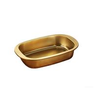 Plateau de cuisson à poisson en acier inoxydable de qualité supérieure - 39 x 23 cm - Forme carrée - Design profond - Pour four à gaz, induction - Cuisine propre et argentée (doré)