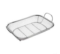 Plateau de cuisson perforé pour barbecue 42 cm pour légumes poissons (1 | Fond perforé, flux de chaleur optimal, viande de poisson végétarienne, 42x27x10cm, finition argent
