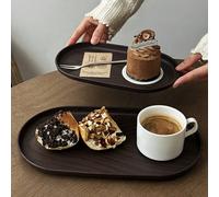 Plateau de design imitation bois, couleur noyer noir, réutilisable, convient pour le petit-déjeuner, les fruits, le thé, les desserts et les porte-tasses à café, idéal pour les fêtes, les repas en ext