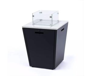Plateau de feu PureHaven Cadre en aluminium Verre trempé Plateau blanc Résistance aux intempéries & à la rouille Inclus protection contre le vent Perles de verre & couvercle